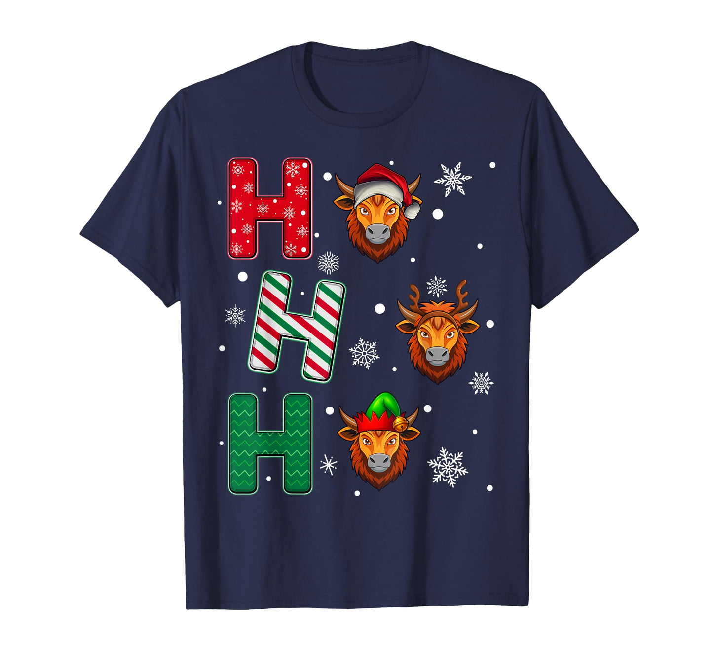 Ho Ho Ho Yak Animal Matching Santa Elf Xmas T-Shirt