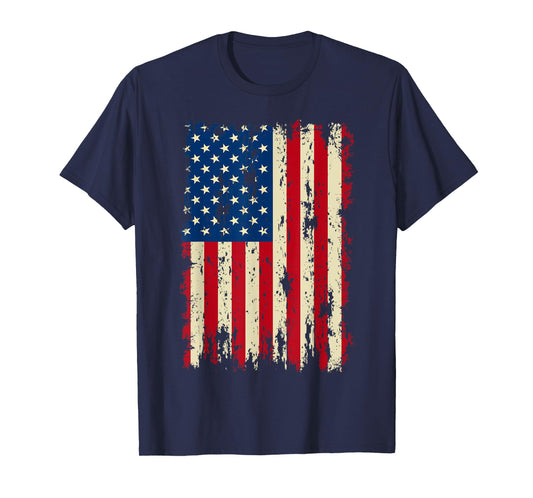 Vintage Distressed USA Flag Men's Patriotic American Flag T-Shirt