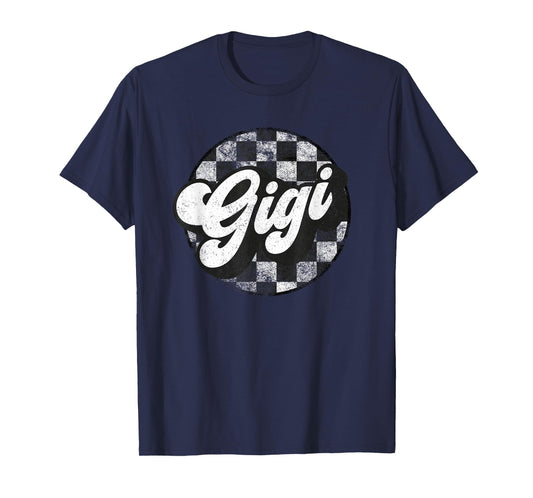 Funny Retro Checkered Gigi Race Vintage Matching Family T-Shirt