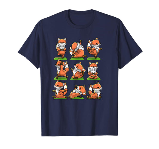 Yoga Foxes Pose Funny Meditation Exercise Animal Lover Gift T-Shirt