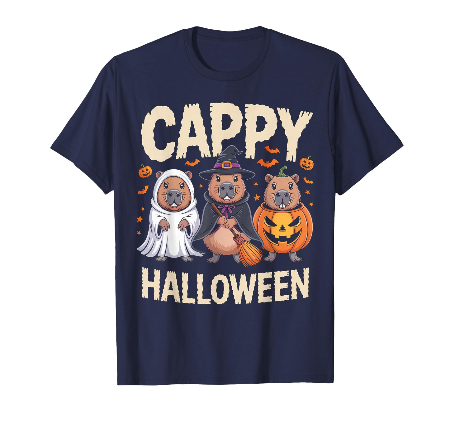 Cappy Halloween Cute Capybara Ghost Pumpkin Costume Party T-Shirt