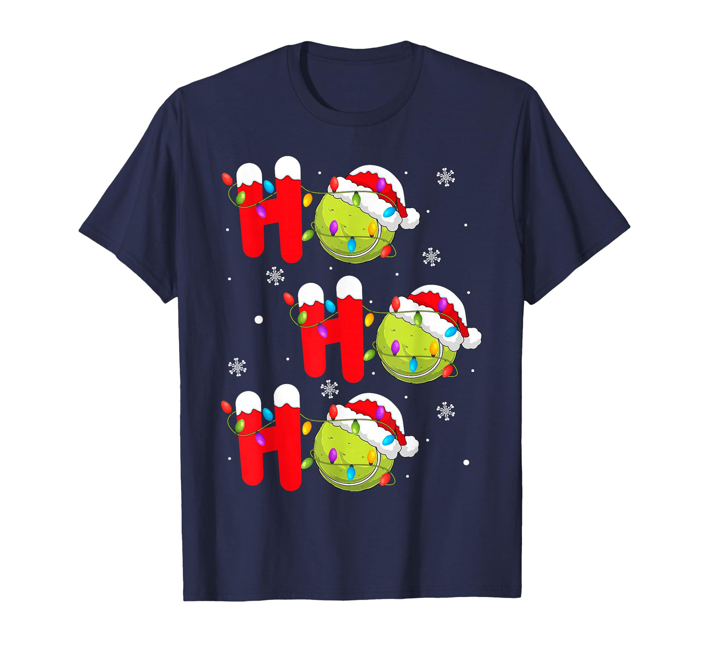Tennis Ball Christmas Ho Ho Ho Santa Sports Player Xmas T-Shirt