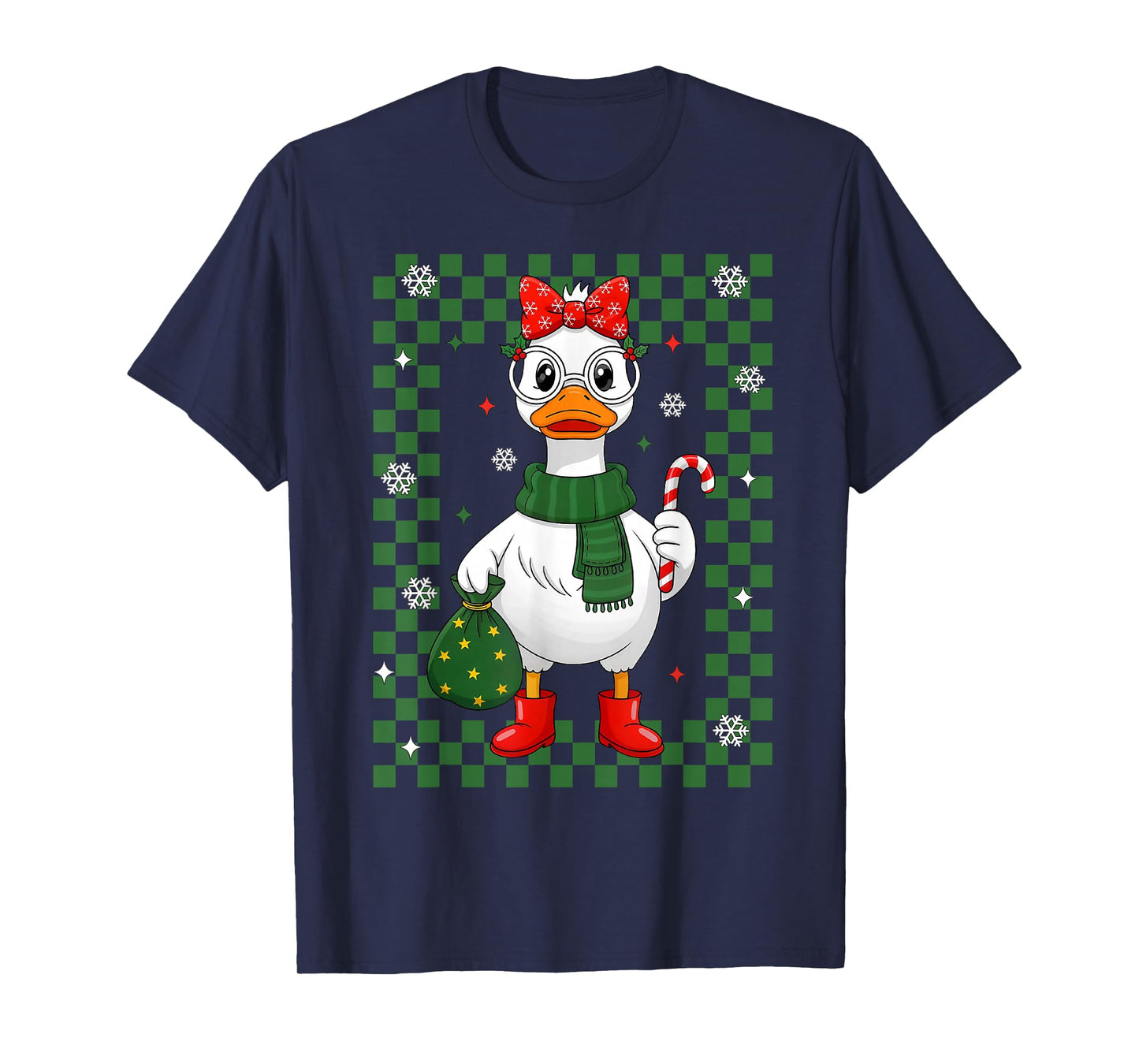 Christmas Goose Candy Cane Snowflake Xmas Pajamas Holiday T-Shirt