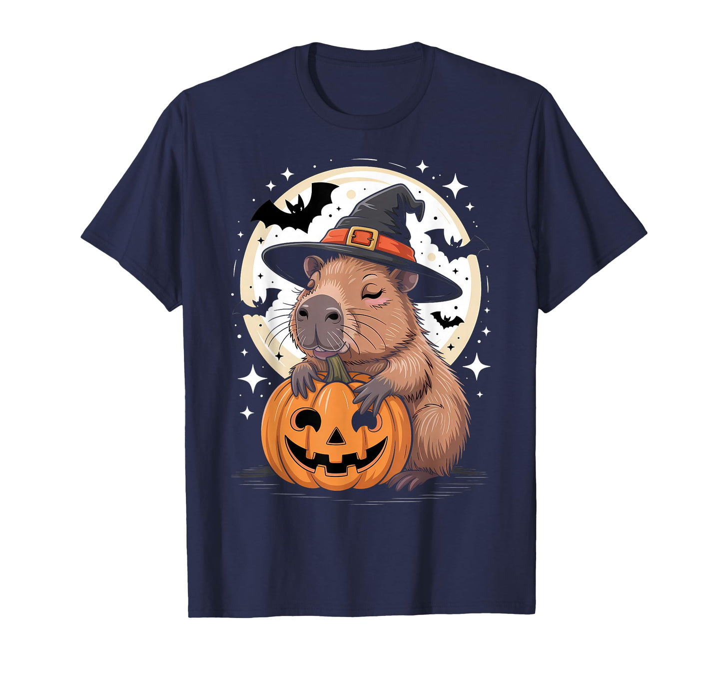 Halloween Capybara Witch Hat Pumpkin Spooky T-Shirt