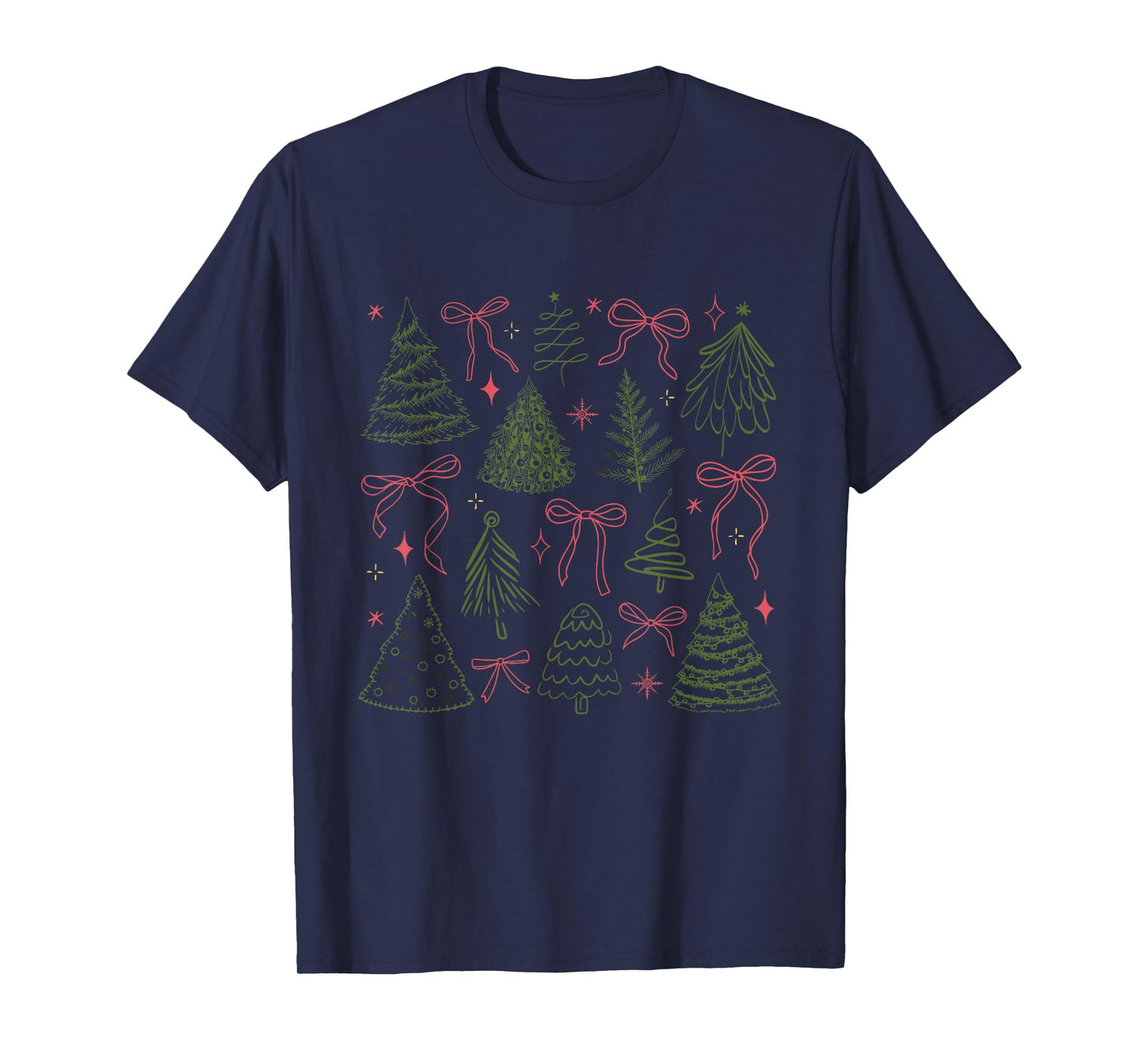 Coquette Bow Christmas Tree Girls Winter Xmas Womens Mens T-Shirt