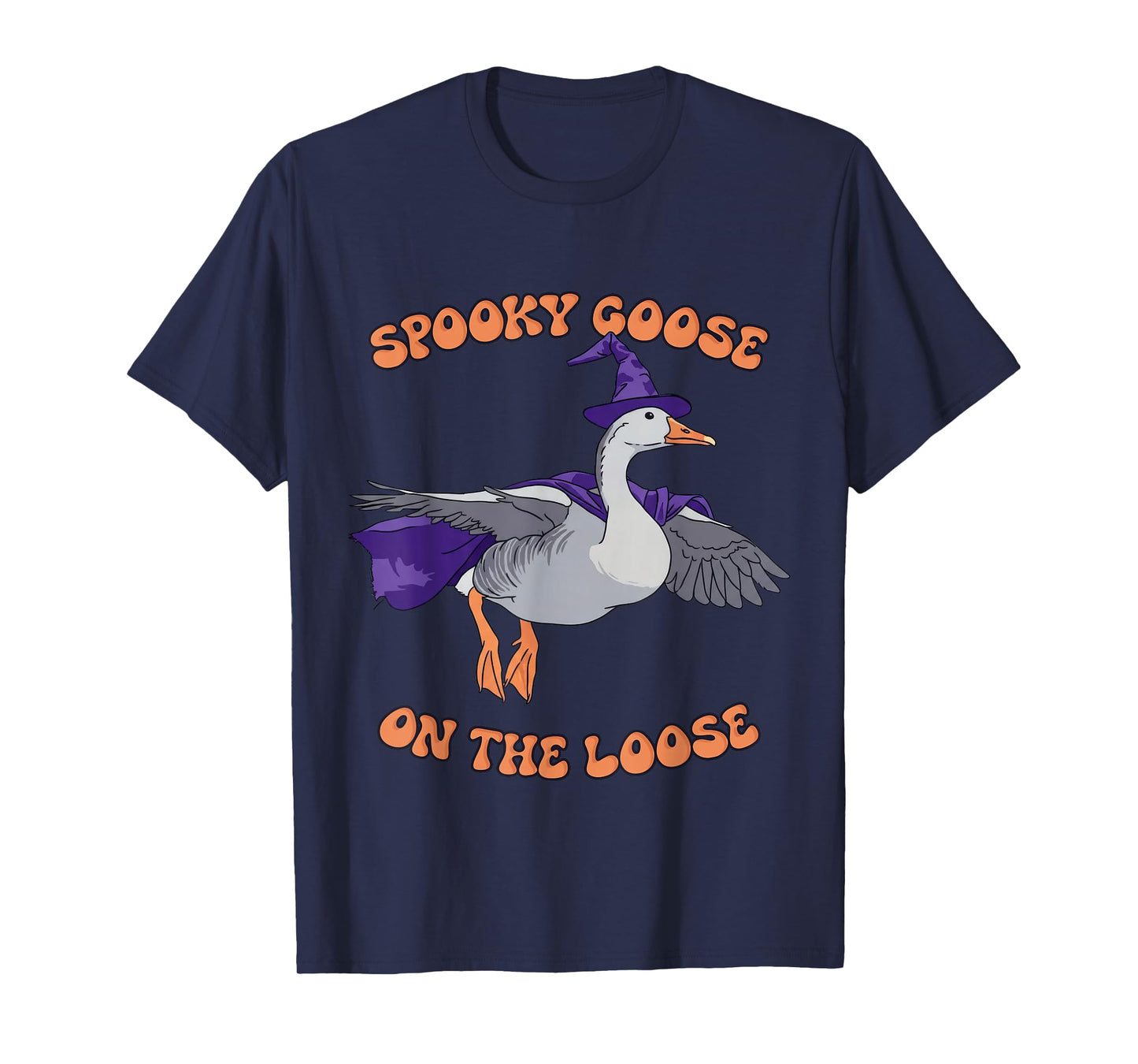 Spooky Goose On The Loose Funny Halloween Goose Witch Flying T-Shirt