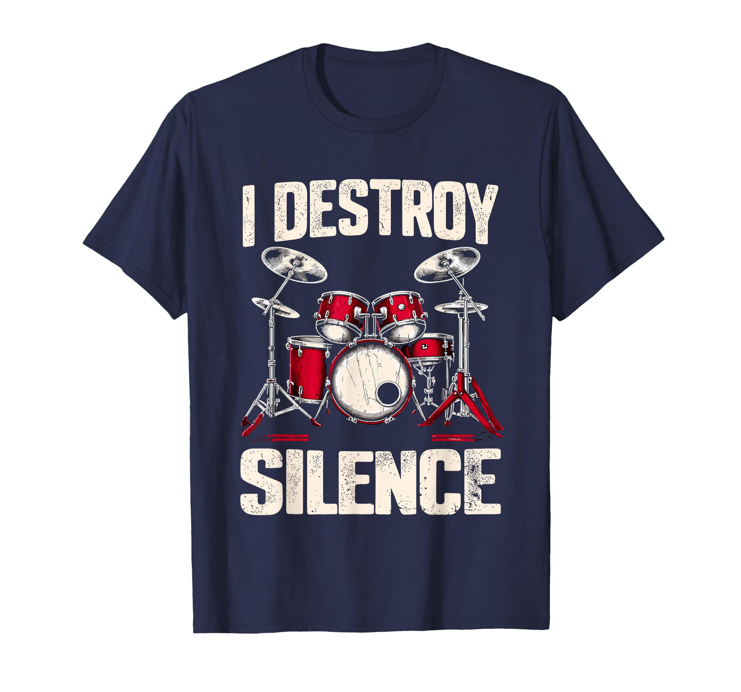 Drummer I Destroy Silence Drum T-Shirt, Small, Black
