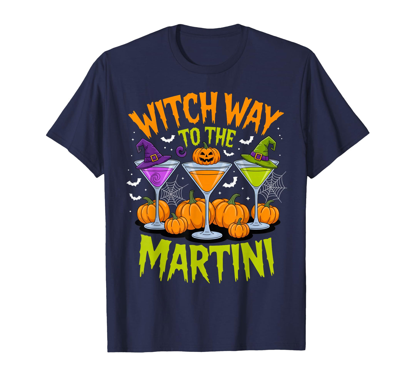Witch Way to The Martini Funny Halloween Cocktail Outfit T-Shirt