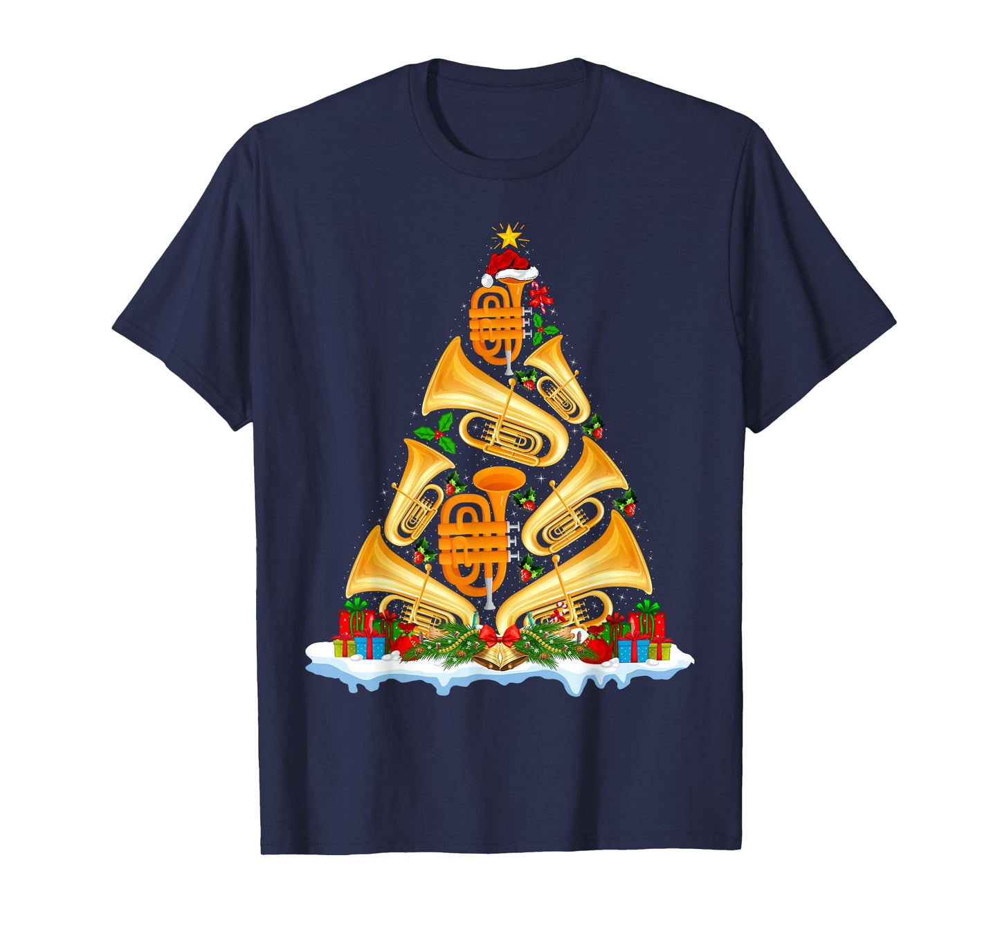 Tuba Christmas Tree Lights Tuba Music Lover Musical Xmas T-Shirt