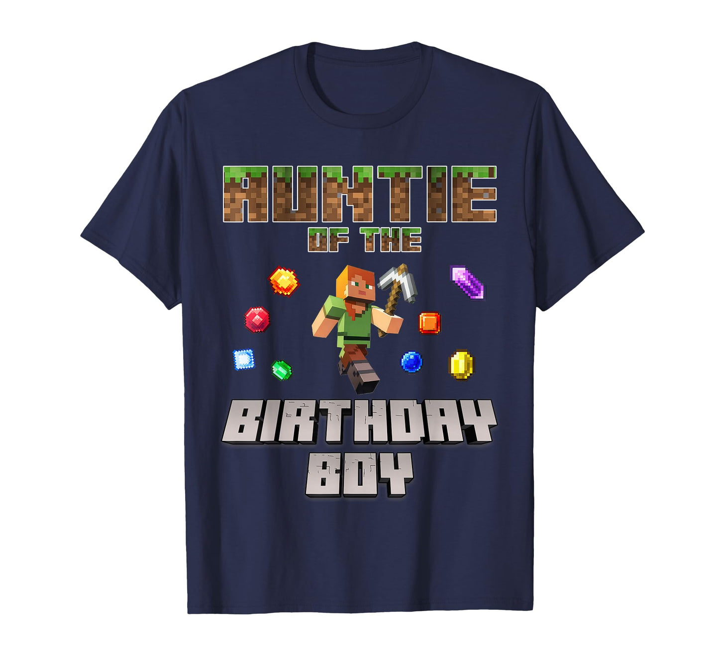 Auntie Of The Birthday Boy Video Gamer Pixel Number T-Shirt