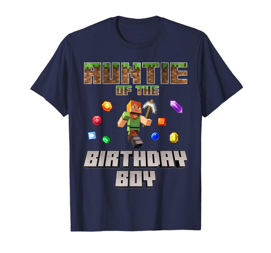 Auntie Of The Birthday Boy Video Gamer Pixel Number T-Shirt