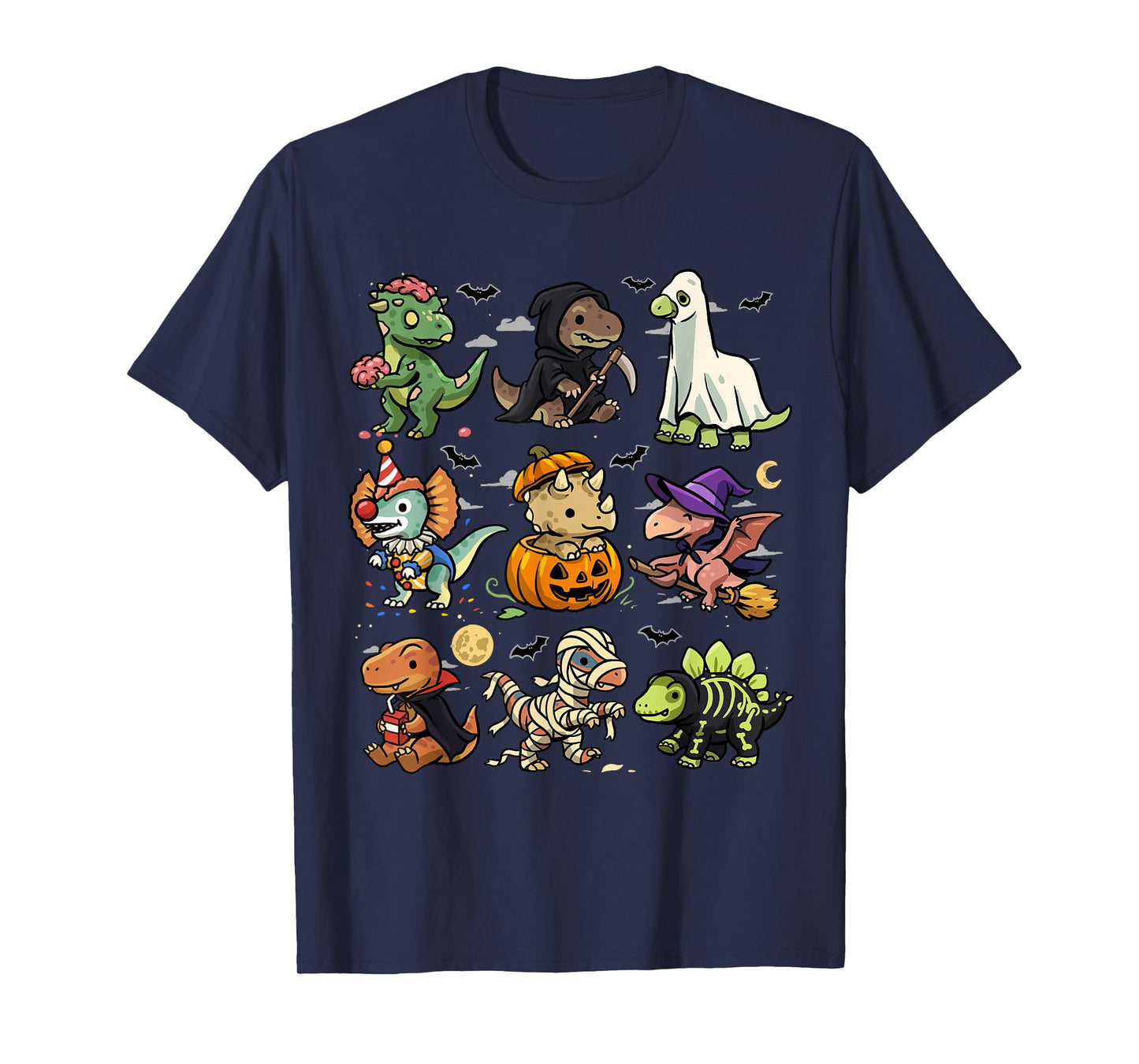 Spooky Dinosaurs Halloween Creepy Dinos Ghost Vampire Zombie T-Shirt