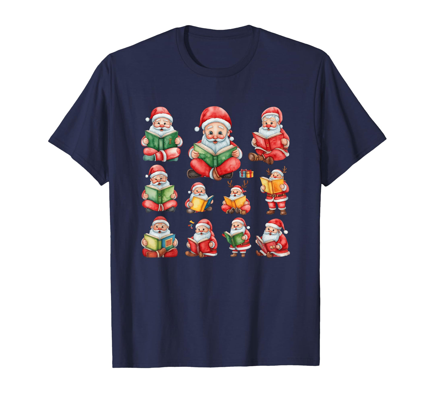 Santa Claus Reading Books Christmas Cheer T-Shirt