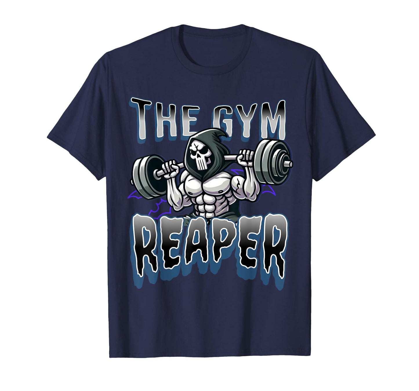 Grim Reaper Workout Gym Halloween T-Shirt: Gym Reaper Design, Black, Unisex-Adults, Short Sleeve, T-Shirt, Size Small