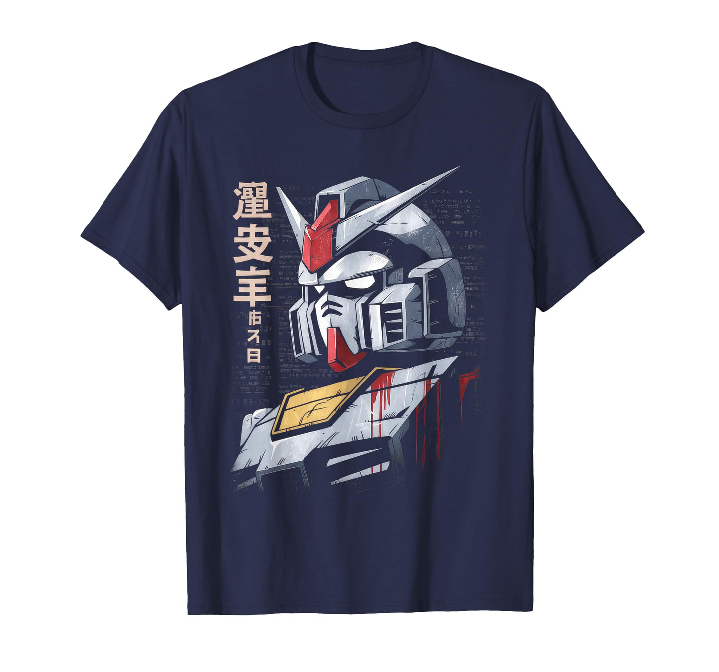 Mecha Tshirt Japanese Mecha Robot Head Anime Art Ukiyo-E T-Shirt