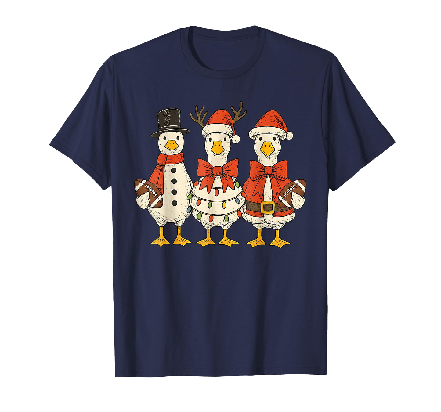 Preppy Goose Baseball Christmas Crew Santa Goose Football T-Shirt
