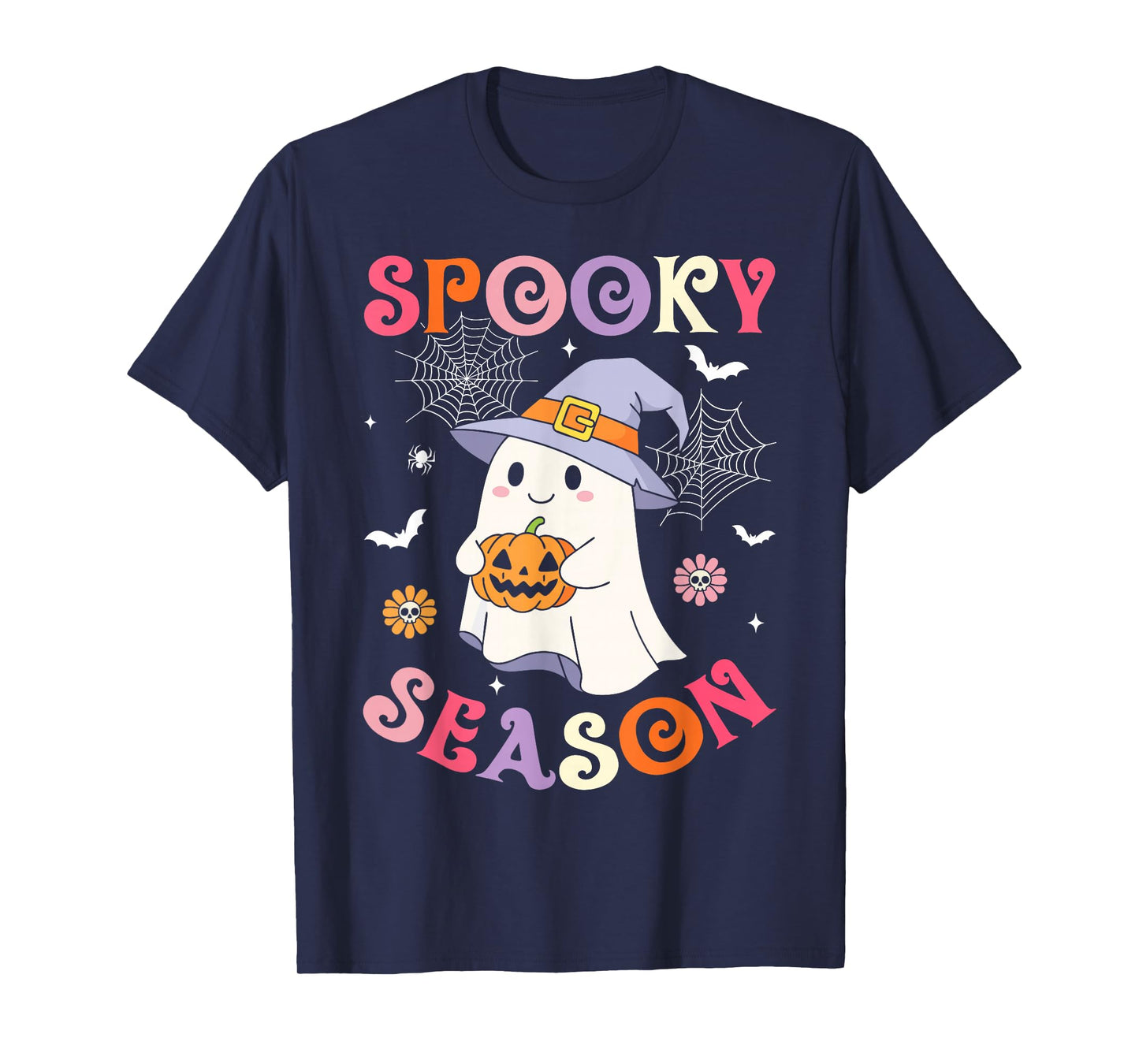 Spooky Season Happy Halloween Retro Ghost Spooky Women Girls T-Shirt
