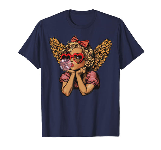 Cupid Blowing Bubble Heart Sunglasses Leopard Valentines Day T-Shirt
