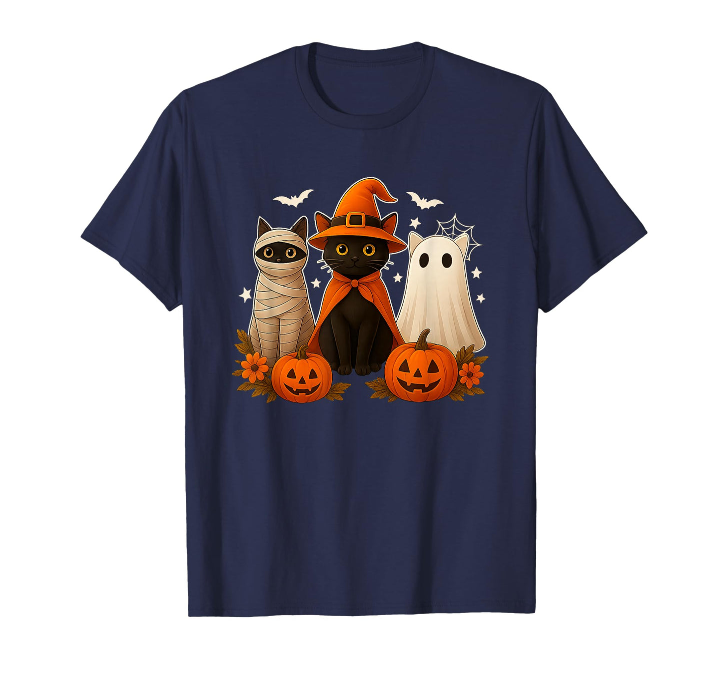 Halloween Black Cat Witch Scary Pumpkin Women Men Kids T-Shirt