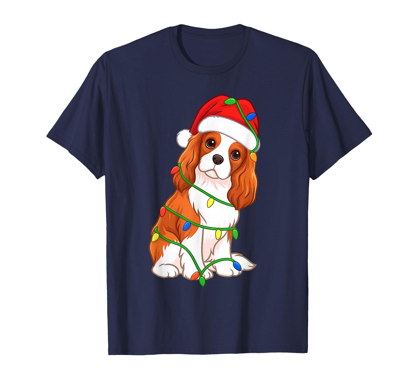 Cavalier King Charles Spaniel Christmas Tree Lights Holiday T-Shirt