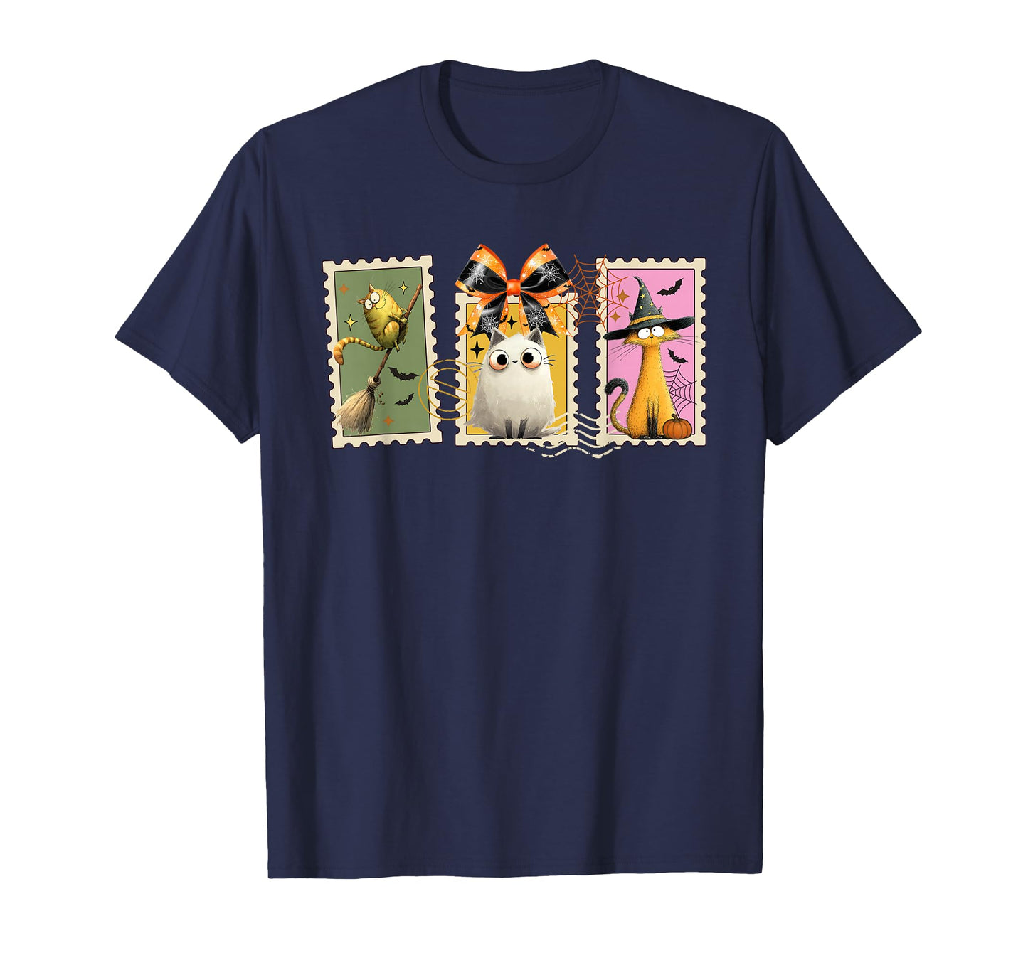 Funny Witch Salem Black Cats 1692 Halloween Postage Stamp T-Shirt