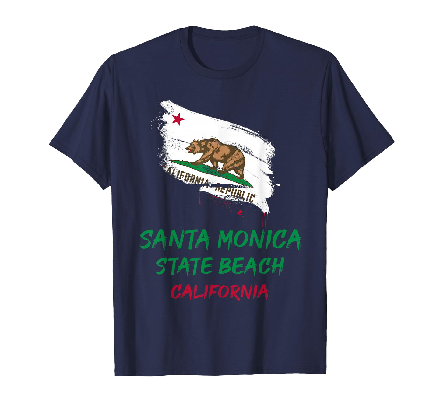 Santa Monica State Beach California Splatter Flag Vacation T-Shirt