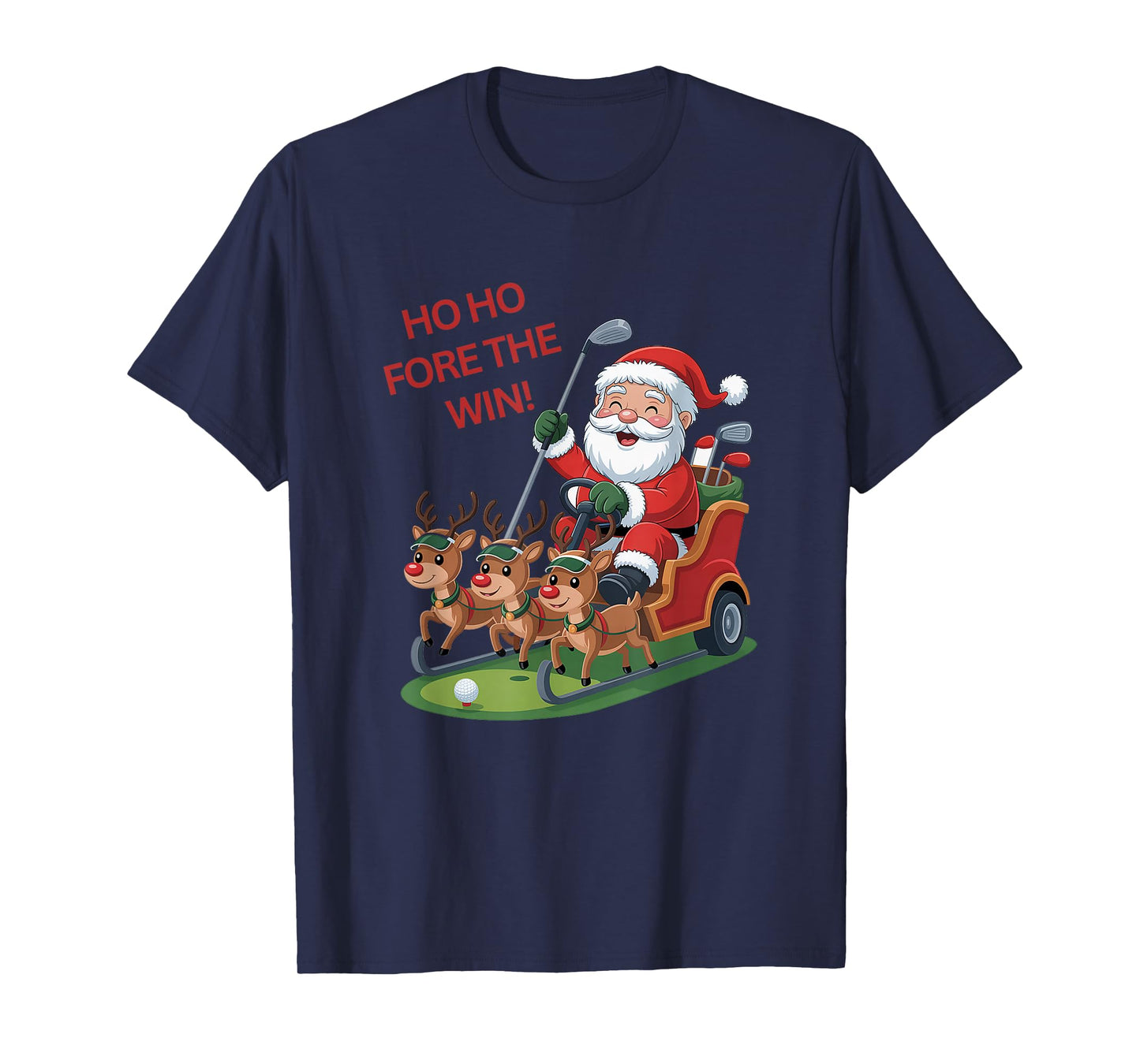 Santa Golfing Pun Ho Ho Fore The Win Christmas Humor T-Shirt