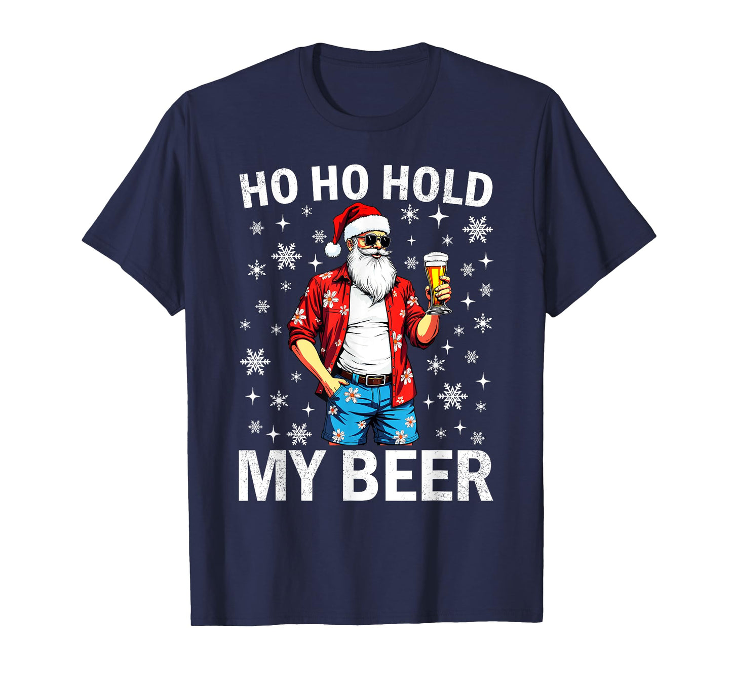 Funny Santa with Sunglasses and Beer Christmas in July T-Shirt