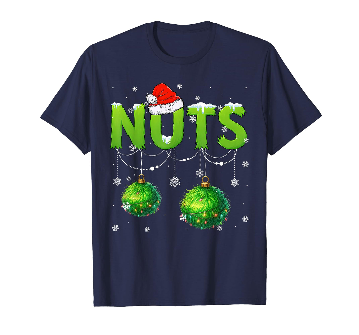 Funny Nuts Santa Hat Christmas Xmas Men Women T-Shirt