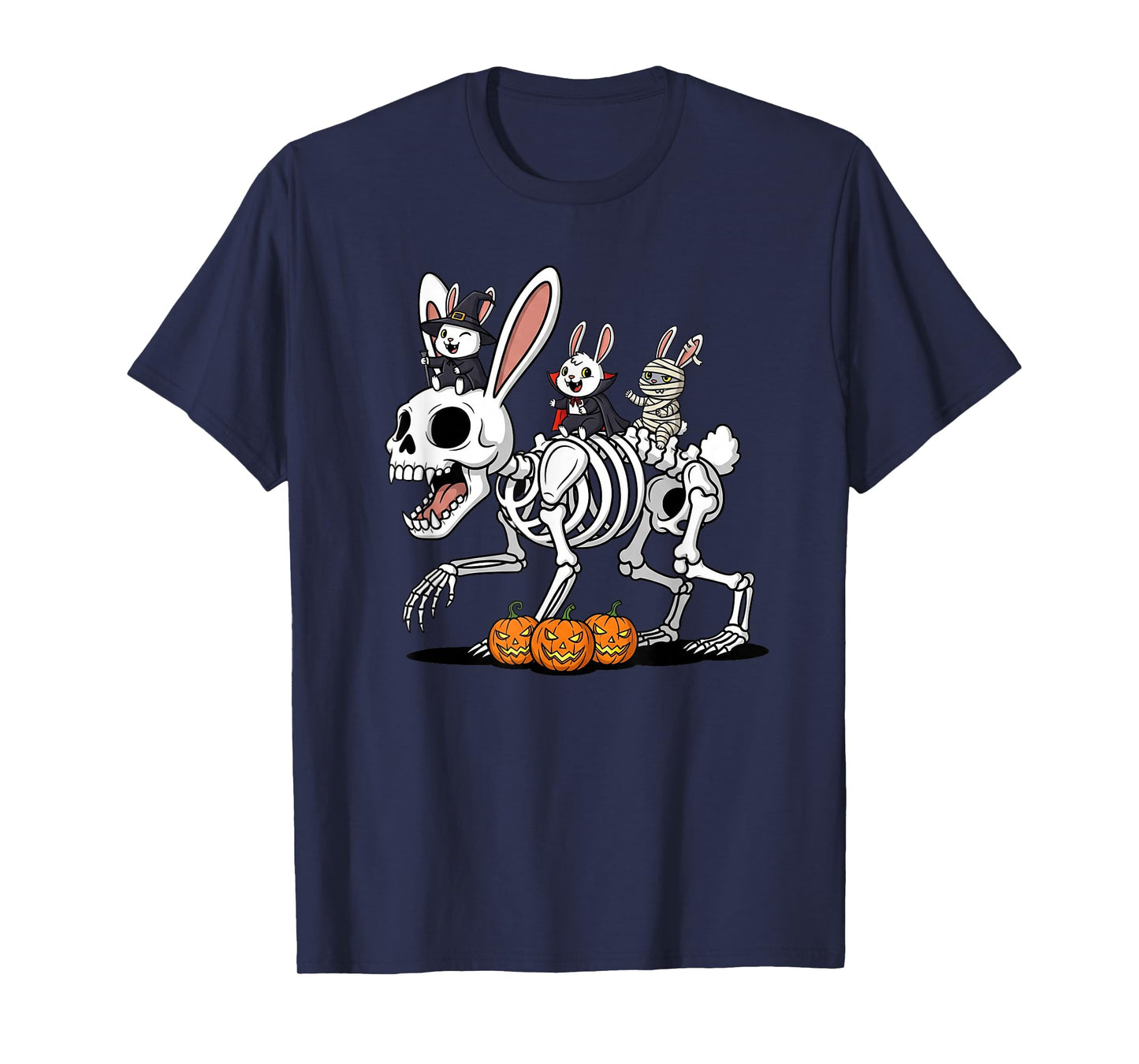 Funny Rabbit Skeleton Mummy Witch Halloween Kids Mens Womens T-Shirt