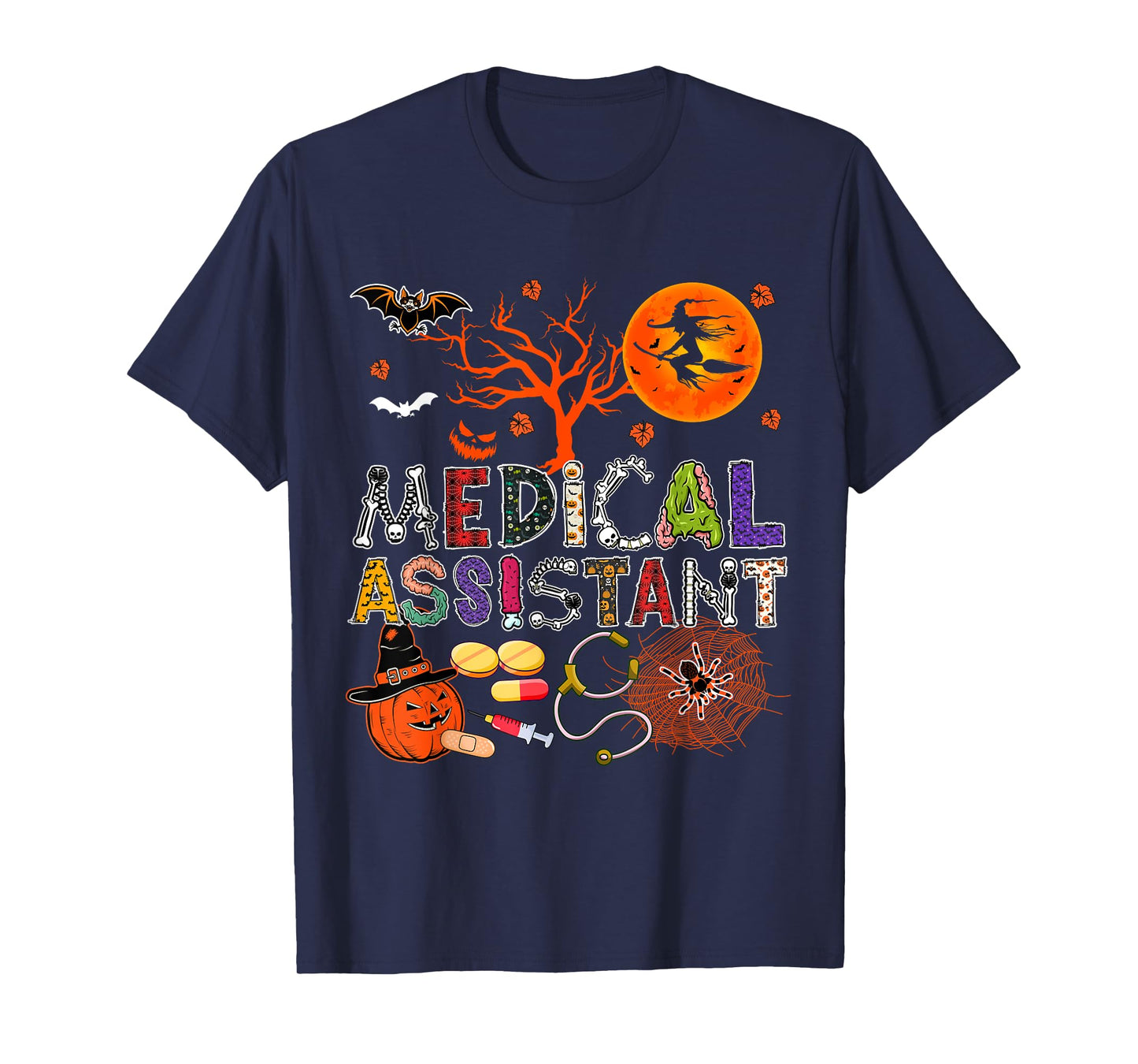 Medical Assistant Halloween Zombie Costume Scary Pumpkin T-Shirt