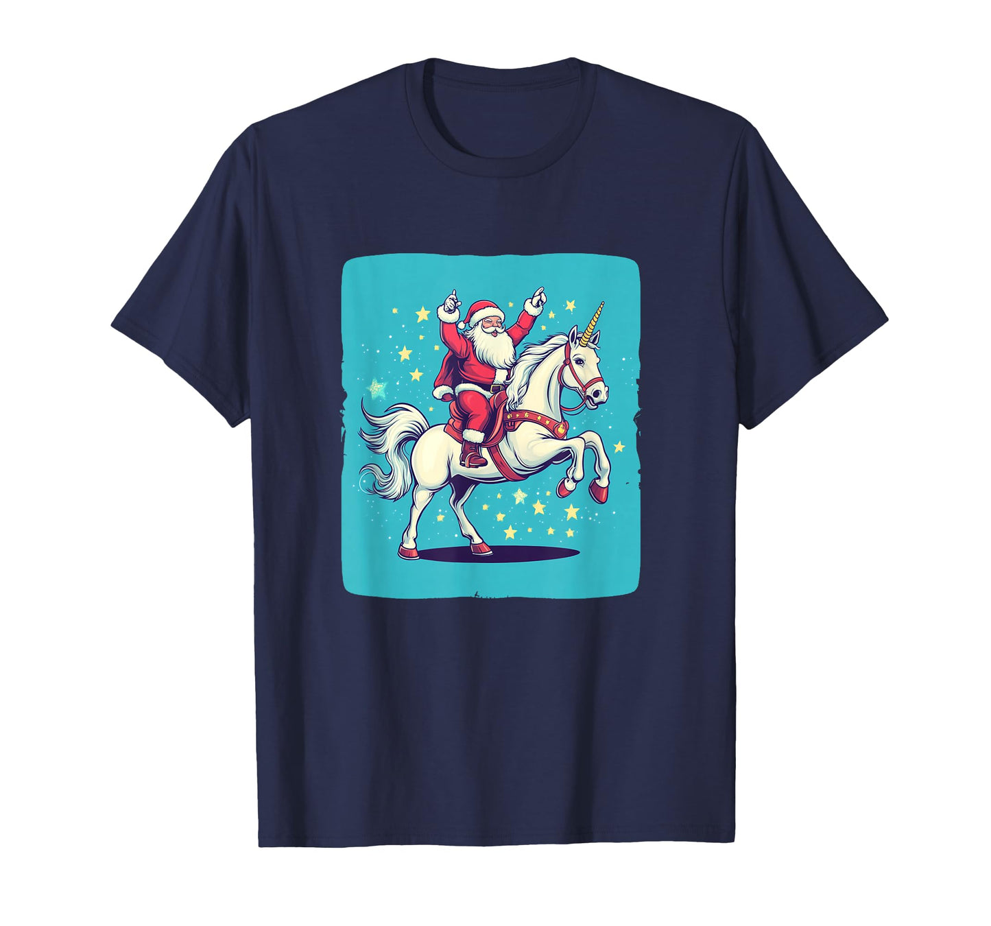 Cool Santa Travels with a Unicorn for The Holidays Costume T-Shirt