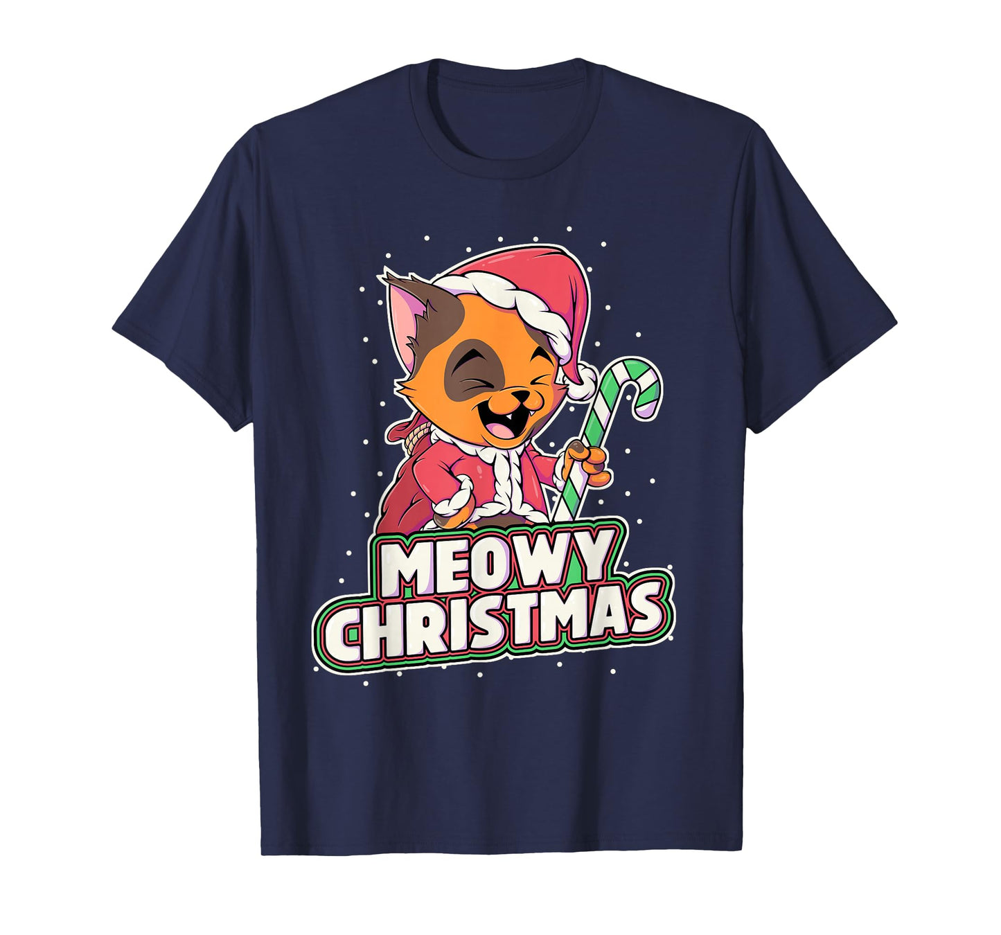 Meowy Christmas Alley Cat Lovers Xmas Santa Orange Tabby Cat T-Shirt