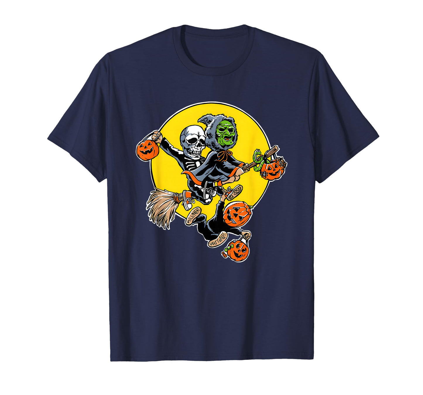 Witch and Skeleton Trick Or Treating Halloween T-Shirt