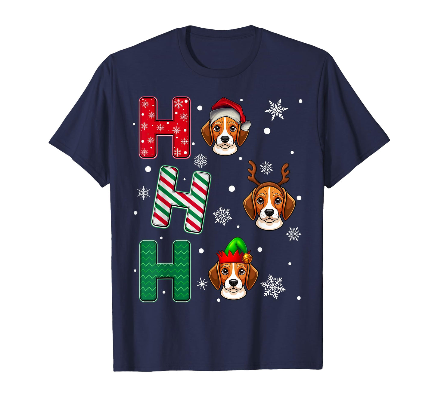 Ho Ho Ho Beagle Dog Lover Matching Christmas Santa Elf Xmas T-Shirt