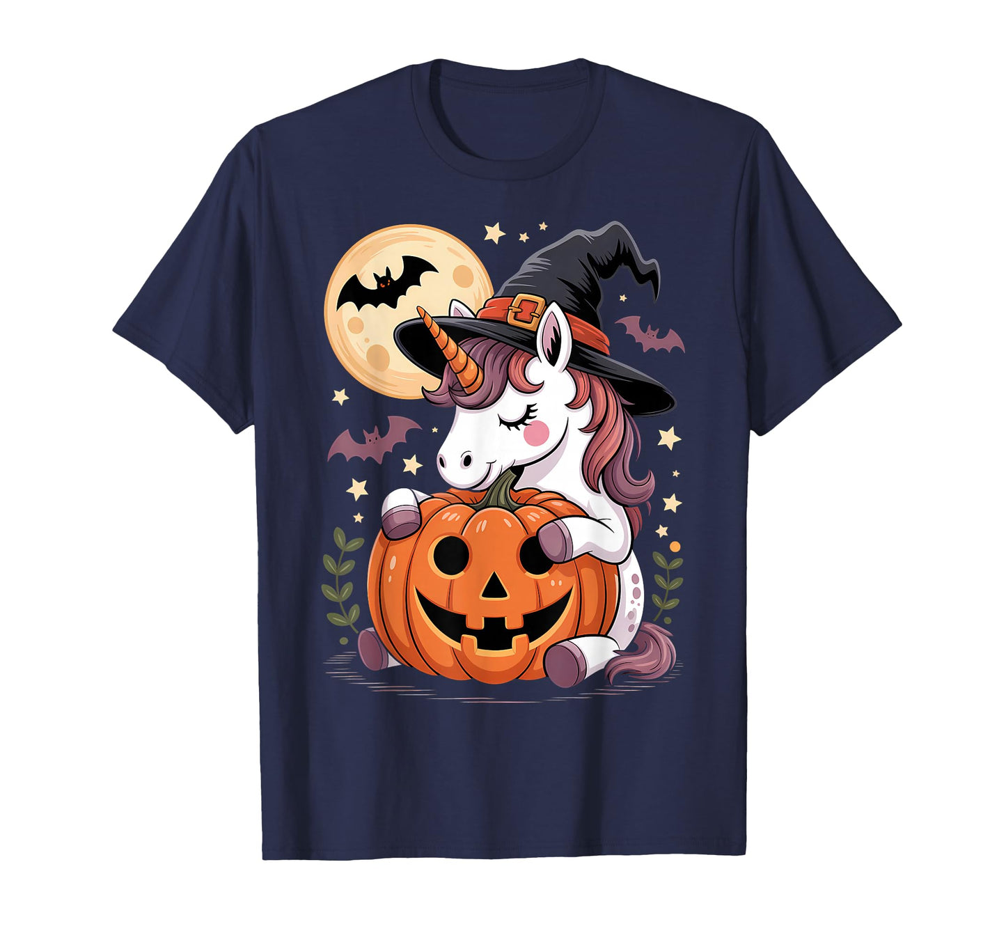 Halloween Unicorn Witch Hat Pumpkin Spooky T-Shirt