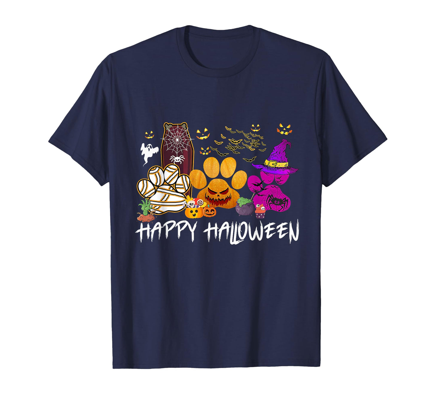Happy Halloween Dogshoes with Witch Hats Dog Lovers T-Shirt