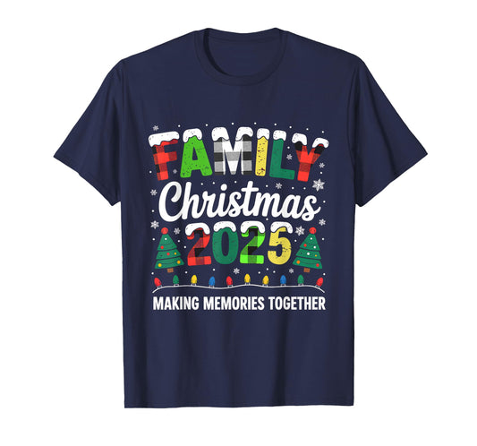 Family Christmas 2025 Matching Squad Santa Red Plaid Xmas T-Shirt
