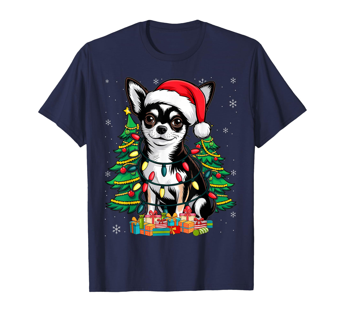 Chihuahua Santa Christmas Tree Lights Xmas Boys Dog Dogmas T-Shirt
