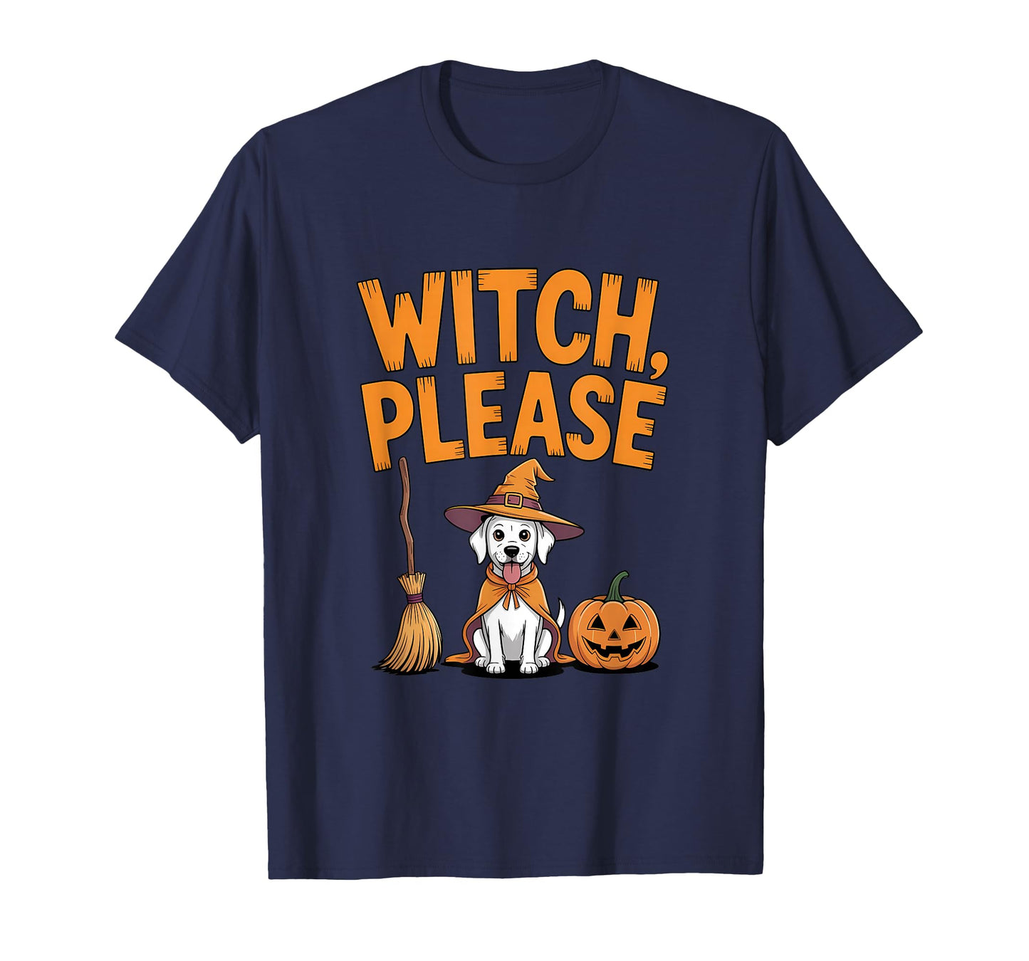 Witch Halloween Dog Pumpkin Broom Costume Pet Cute T-Shirt