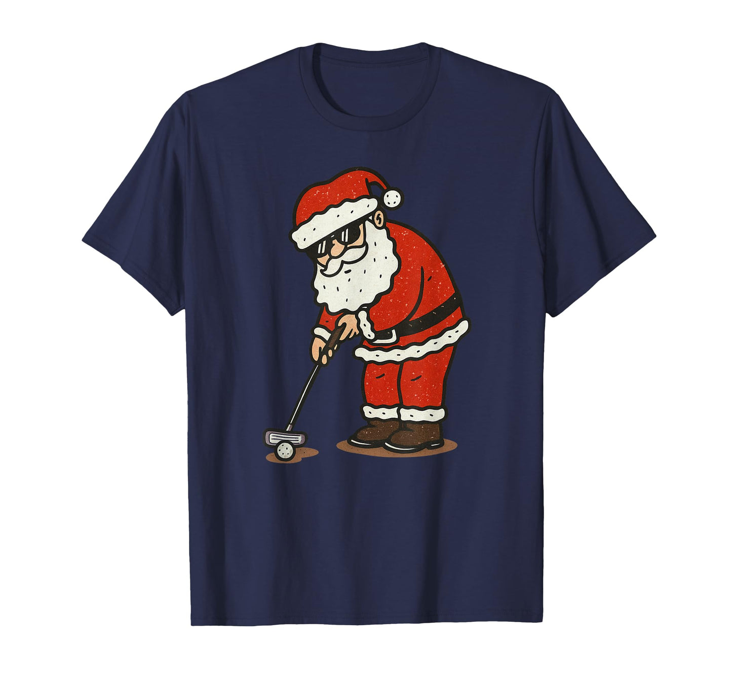 Santa Playing Golf Christmas Vintage Funny Xmas T-Shirt