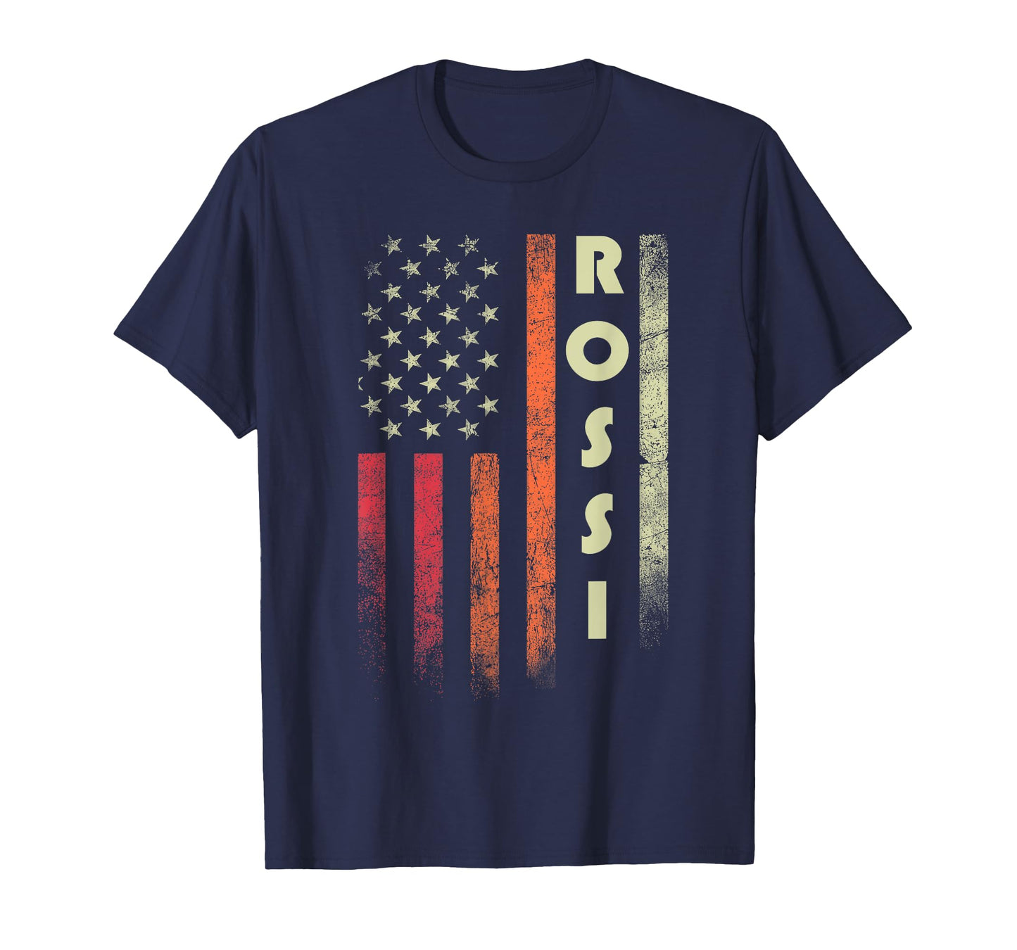 ROSSI Surname Funny Retro Vintage Birthday American Flag T-Shirt
