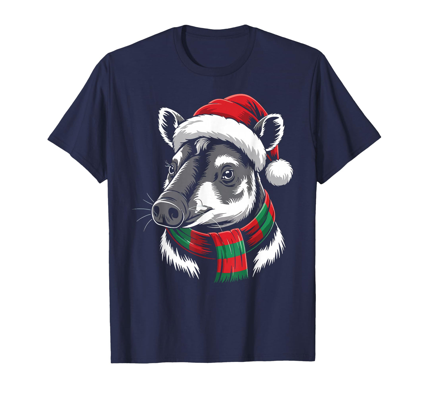 Tapir Xmas Santa Hat Scarf Christmas Costume T-Shirt