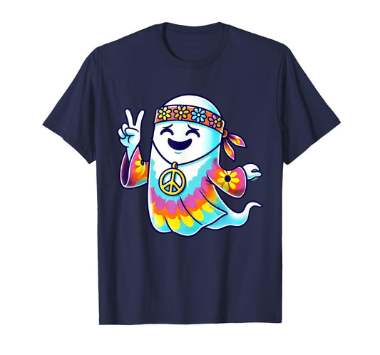 Hippie Ghost Tie Dye Flowers Halloween Men Women Kids T-Shirt