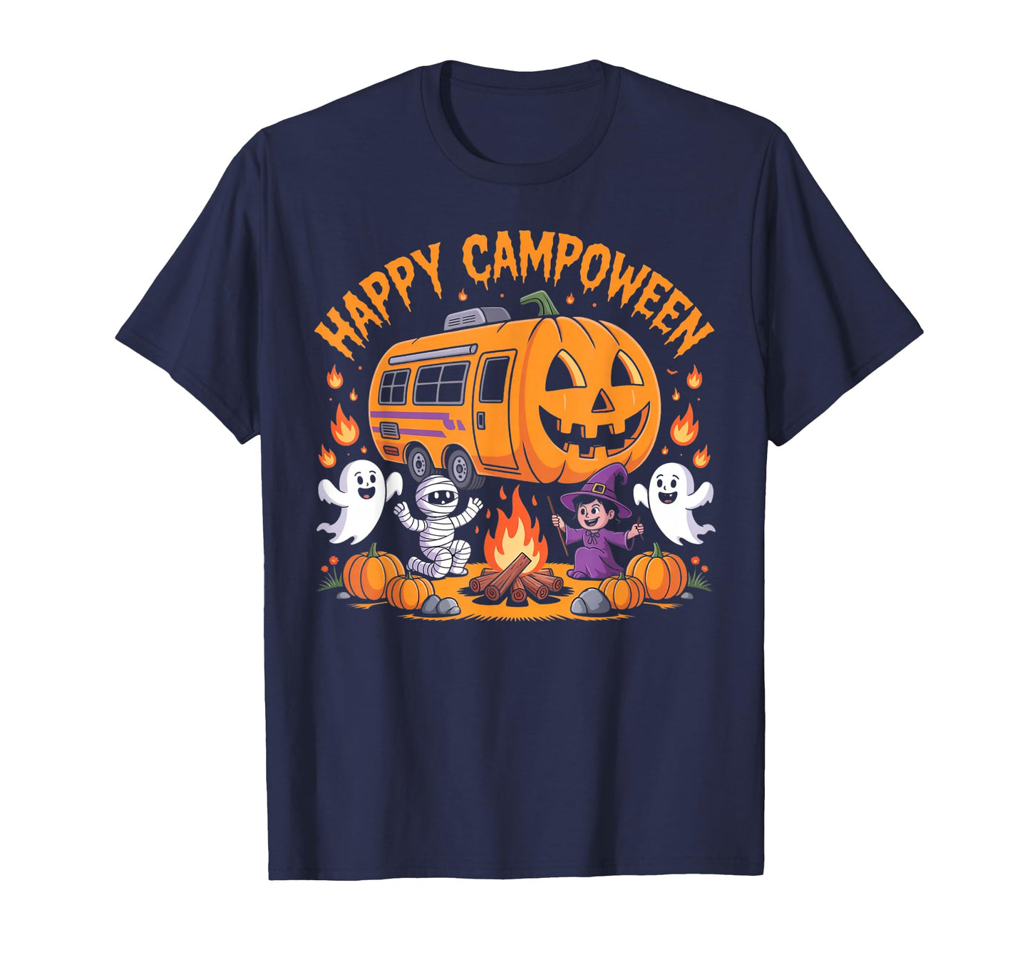 Happy Camp-O-Ween Halloween Camping Lover Camper Squad Gifts T-Shirt