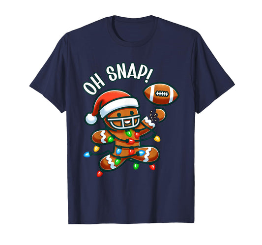 Funny Gingerbread Man Pajamas & PJs Xmas Holiday Oh Snap Gingerbreadman Christmas Football T-Shirt
