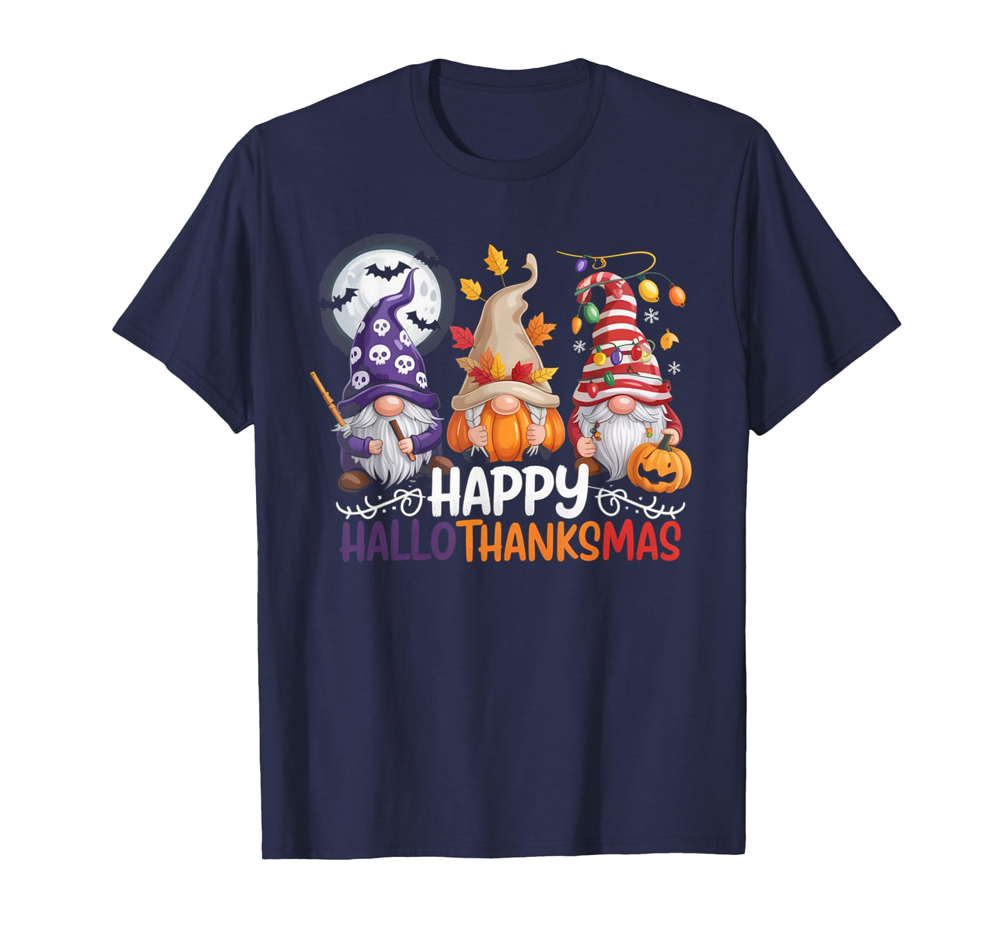 HalloThanksMas Gnomes Halloween Thanksgiving T-Shirt