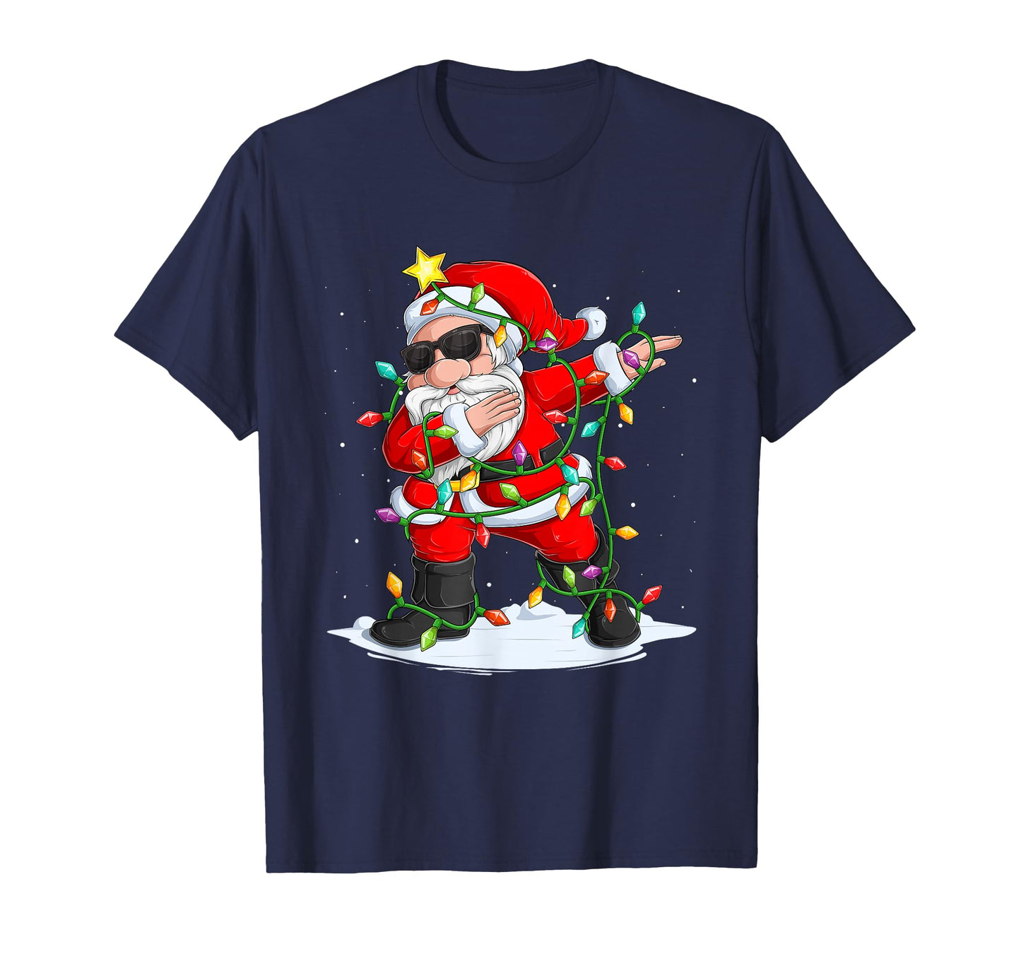 Funny Dabbing Santa Xmas Lights Xmas Boys Kids Men Christmas T-Shirt