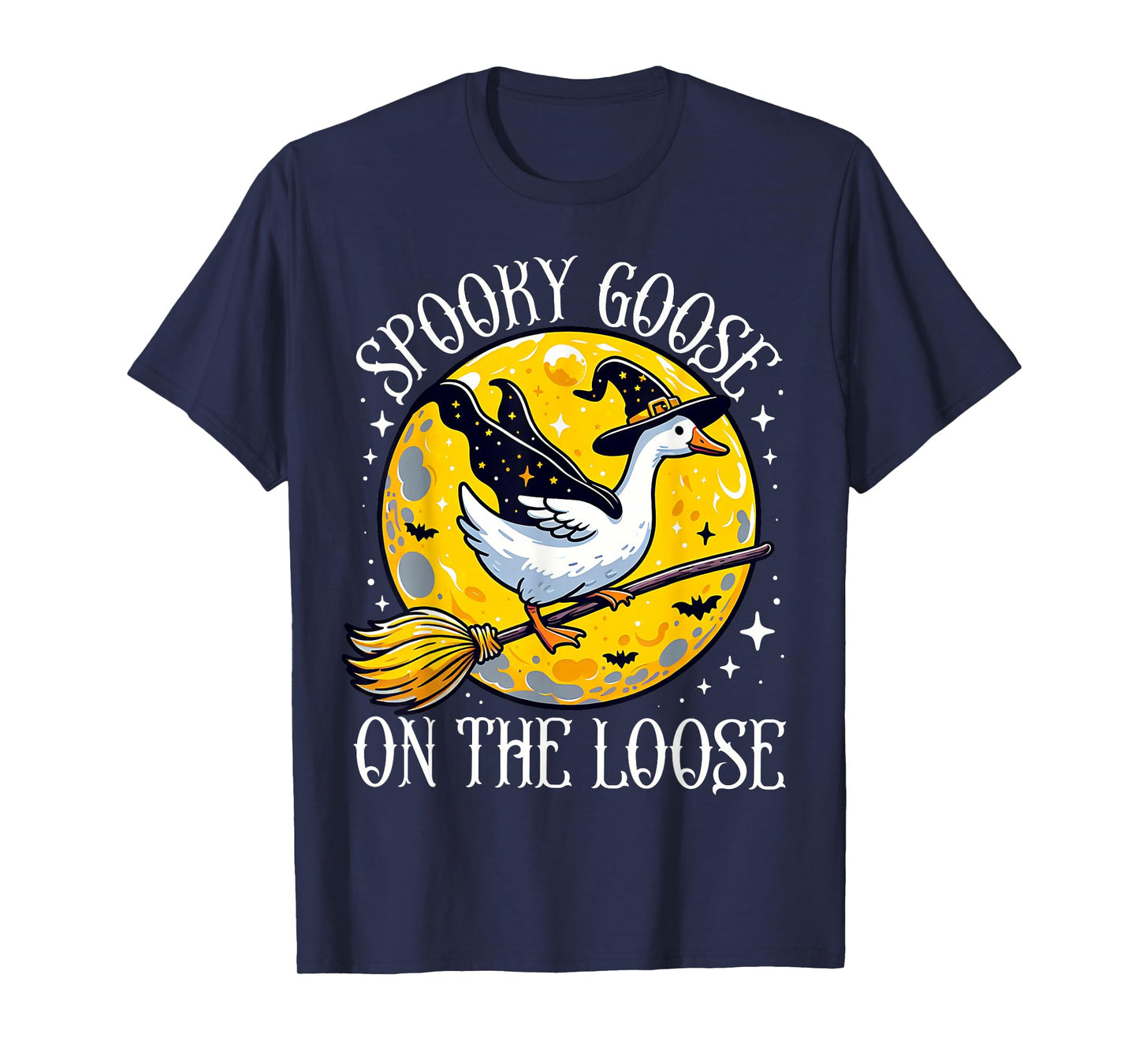 Spooky Goose On The Loose Funny Goose Witch Animal Halloween T-Shirt