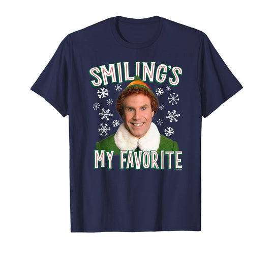 Elf Merry Christmas Smiling's My Favorite Holiday Portrait T-Shirt